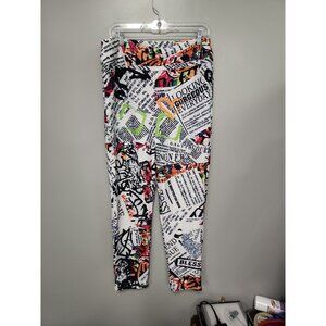 Vintage Harlem Pull On Pants All Over Print Loud 2XL Elastic Waist Ribbed Materi